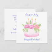 Handpainted Watercolor Floral BIRTHDAY Cake CARD (Vorne/Hinten)