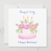 Handpainted Watercolor Floral BIRTHDAY Cake CARD (Vorderseite)