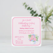 Handpainted Watercolor Flowers HAPPY BIRTHDAY  Einladung (Stehend Vorderseite)