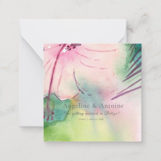 Handpainted watercolour Belizean hibiscus Mitteilungskarte (Vorderseite)