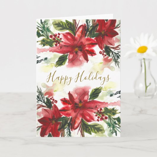 Handpainted Watercolour Poinsettas Karte (Kleine Pflanze)