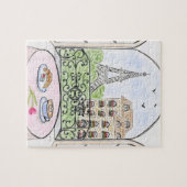 Handpainted Whimsical Paris and Eiffel Tower Puzzle (Horizontal)