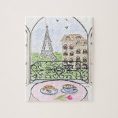 Handpainted Whimsical Paris and Eiffel Tower Puzzle (Vertikal)