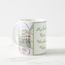 Handpainted Whimsical Paris Drawing PERSONALIZE Kaffeetasse