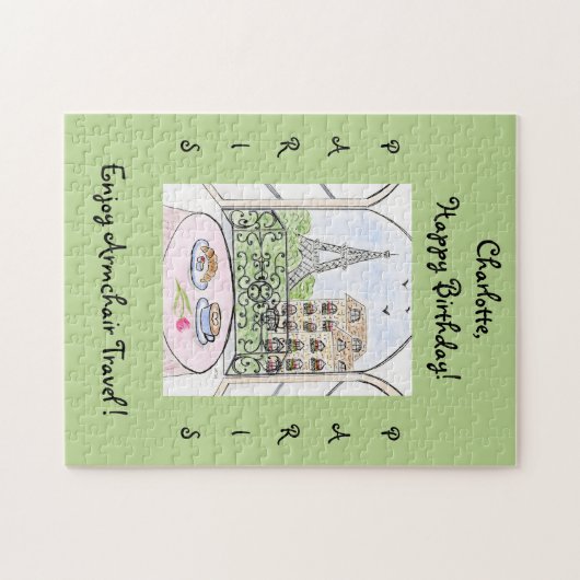 Handpainted Whimsical Paris Eiffel Tower CUSTOMIZE Puzzle (Horizontal)