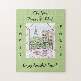 Handpainted Whimsical Paris Eiffel Tower CUSTOMIZE Puzzle