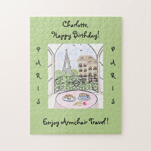 Handpainted Whimsical Paris Eiffel Tower CUSTOMIZE Puzzle (Vertikal)