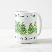 Handpainted Winter Trees Outside Snow Fires Glowin Kaffeetasse (VorderseiteRechts)