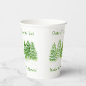 Handpainted Winter Trees Outside Snow Fires Glowin Pappbecher (Rechts)