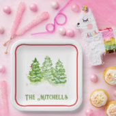 Handpainted Winter Trees PERSONALIZE NAME Pappteller (Party)