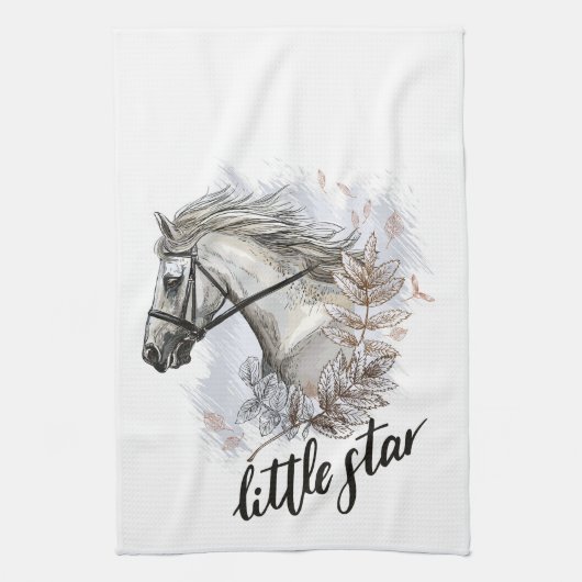 Handpferd mit Pflanze Schürze Geschirrtuch (Vertikal)