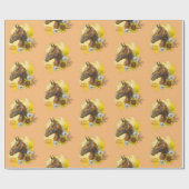 Handpferd mit Pflanze und Blume Geschenkpapier (Flach)