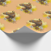 Handpferd mit Pflanze und Blume Geschenkpapier (Ecke)