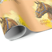 Handpferd mit Pflanze und Blume Geschenkpapier (Rolleneckpunkt)