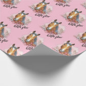 Handpferd mit Pflanze und Blume Geschenkpapier (Ecke)