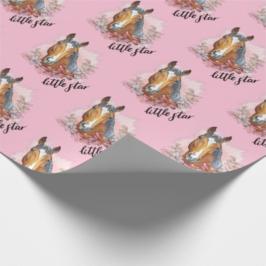 Handpferd mit Pflanze und Blume Geschenkpapier (Ecke)