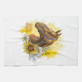 Handpferd mit Pflanze und Blume Geschirrtuch (Horizontal)