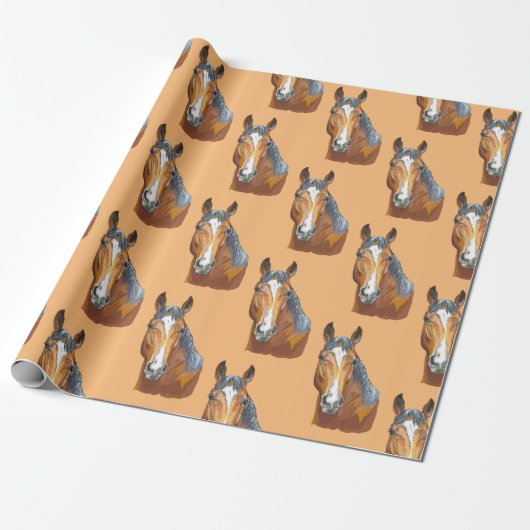 Handpferd zeichnend geschenkpapier (Ungerollt)