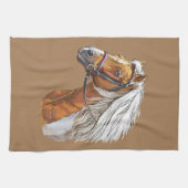 Handportrait mit zeichnend Pferdeschwanz Geschirrtuch (Horizontal)