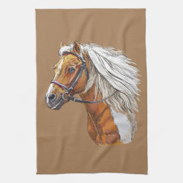 Handportrait mit zeichnend Pferdeschwanz Geschirrtuch