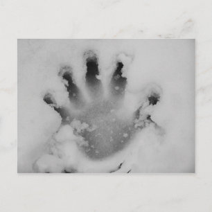 Handprint auf der Schneeballkarte Postkarte