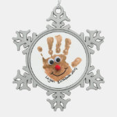 Handprint der Handschrift von benutzerdefinierten Schneeflocken Zinn-Ornament (Vorderseite)