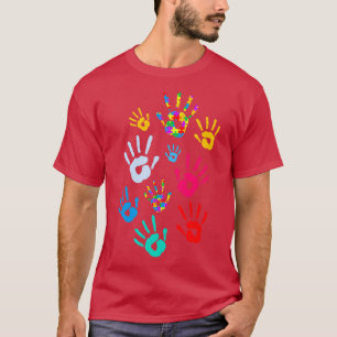 Handprint Kids Autismus Bewusstsein Puzzle Familie T-Shirt