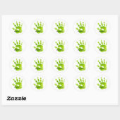 Handprint Kids Grüner Handname Zeitloser Sweet Runder Aufkleber (Blatt)