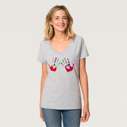 Handprints bunt! T-Shirt (Vorderseite Vollansicht)