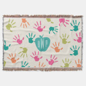Handprints und Türkis-Apple-Monogramm-Lehrer Decke (Vorderseite)