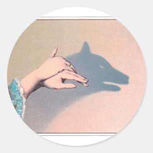 Handpuppen Wolf viktorianisch vintage Chiaroscuro Runder Aufkleber