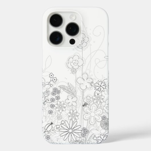 Handrasierte Wildblumen Schwarz und Weiß Case-Mate iPhone Hülle (Rückseite)