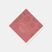 Handraw Pink Strawberry Minimalistisch Geburtstag Serviette (Ecke)