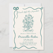 Handrawn Fresh off Market Brautparty Einladung (Vorderseite)