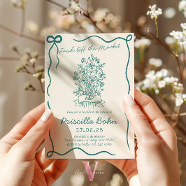 Handrawn Fresh off Market Brautparty Einladung