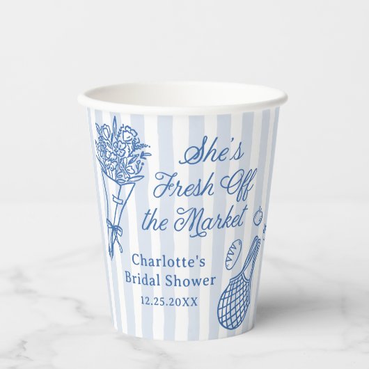 Handrawn Fresh off Market Brautparty Pappbecher (Vorderseite)