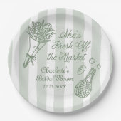 Handrawn Fresh off Market Brautparty Pappteller (Vorderseite)