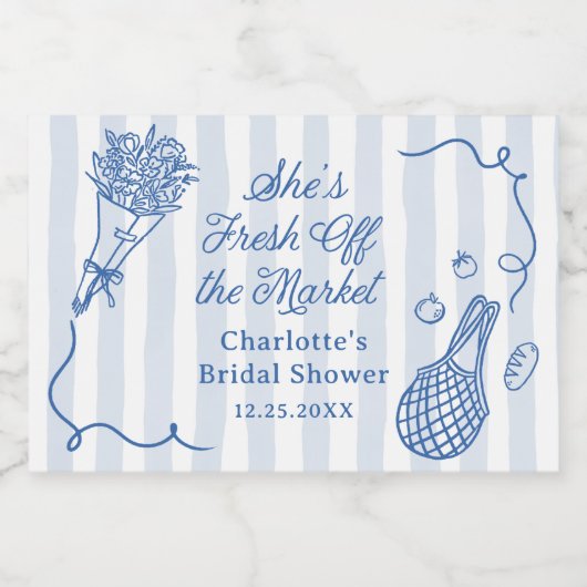 Handrawn Fresh off Market Brautparty Schaumweinetikett (Einzelnes Label)