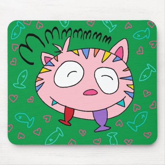 Handrawn Kitty-Liebe-Fische Mousepad (Vorne)