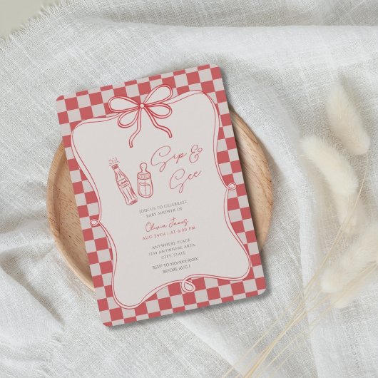 Handrawn, Sip and see baby shower Einladung