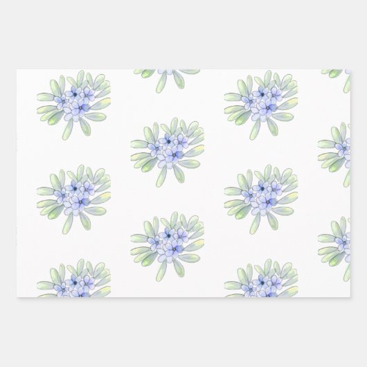 Handrawn water cured gelb, blau-weiße Wildblumen Geschenkpapier Set (Vorderseite 3)