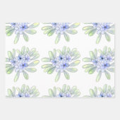 Handrawn water cured gelb, blau-weiße Wildblumen Geschenkpapier Set (Vorderseite)