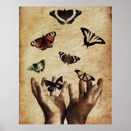 Hands Butterflies Artwork Poster (Vorne)