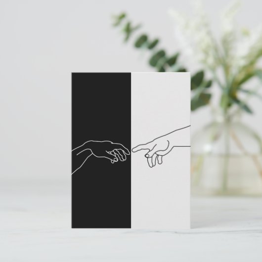 Hands, die die Erstellung von Adam anzeigen Postkarte (Stehend Vorderseite)