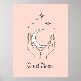 Hands halten Crescent Moon Line Art Poster