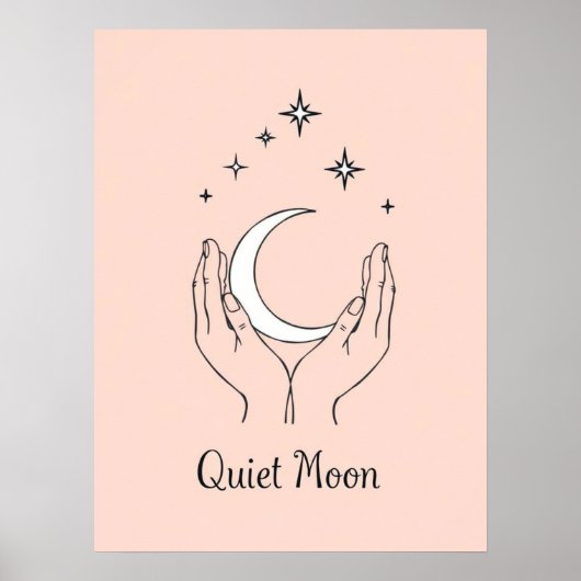 Hands halten Crescent Moon Line Art Poster (Vorne)