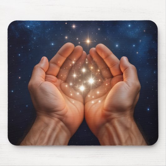Hands Holding Night Stars Mousepad (Vorne)