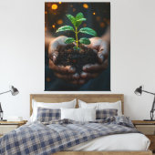 Hands Holding Seedling Growth Hope Art Leinwanddruck (Insitu (Schlafzimmer))