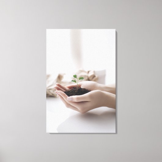 Hands Holding Seedling Growth Hope Leinwanddruck (Vorderseite)