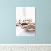 Hands Holding Seedling Growth Hope Leinwanddruck (Insitu (Holzboden))